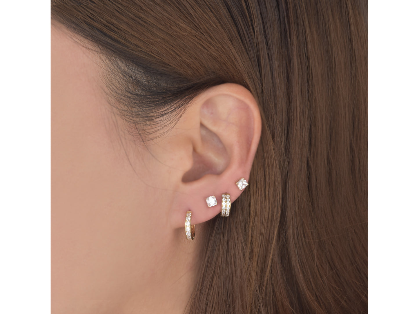 14k solid yellow gold single line earring