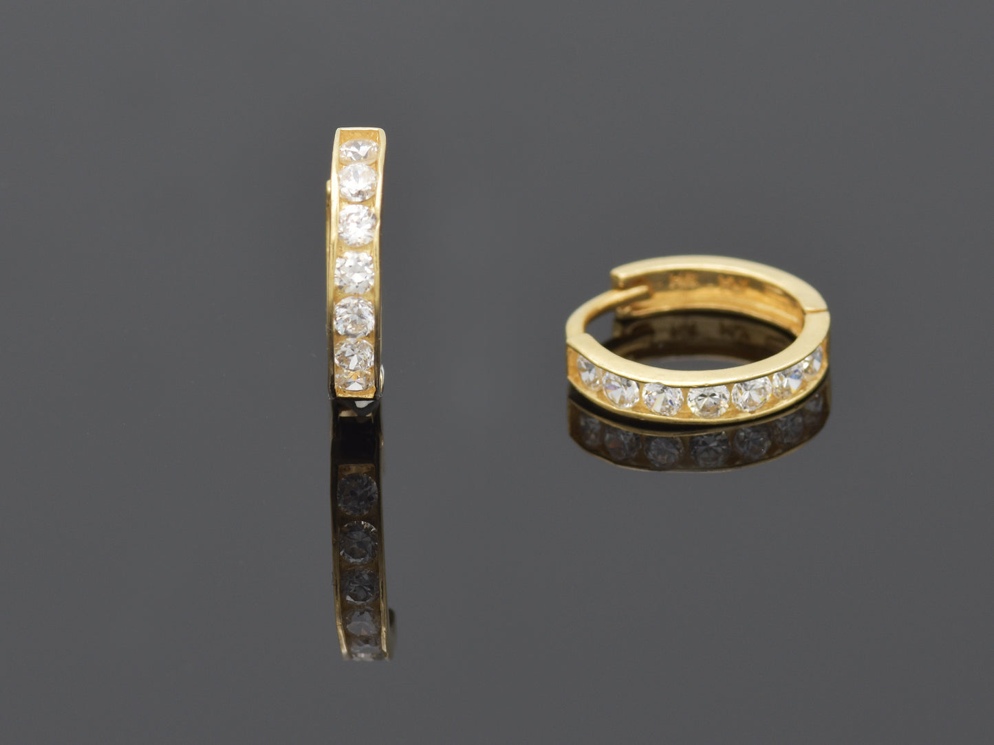 14k solid yellow gold single line earring