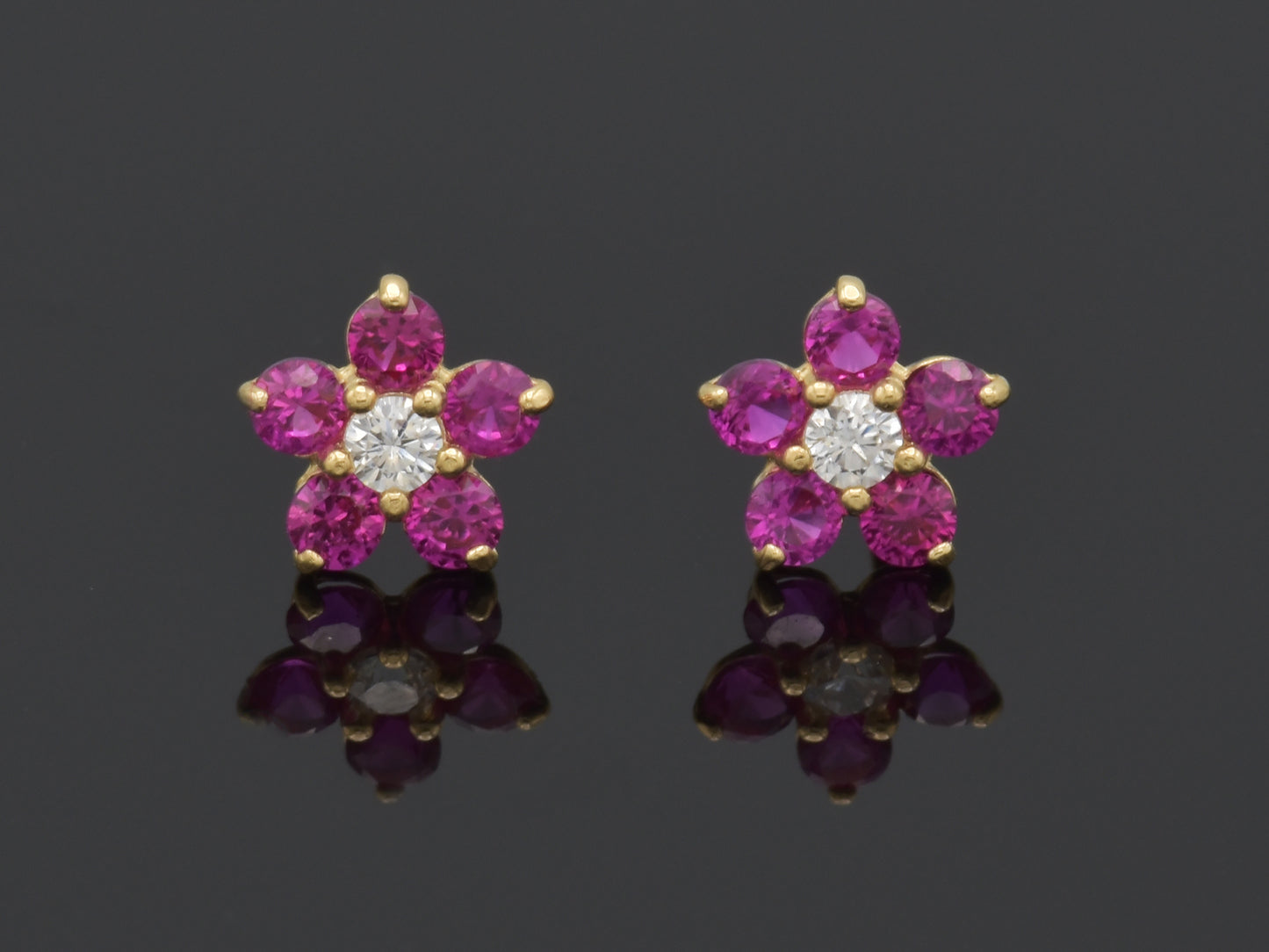 14K solid gold Floral post earring