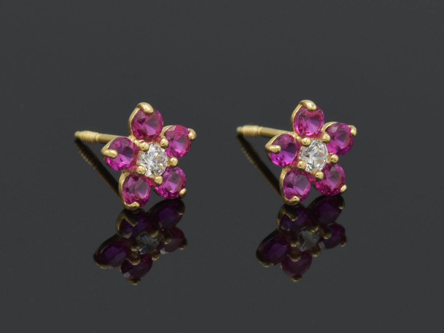 14K solid gold Floral post earring