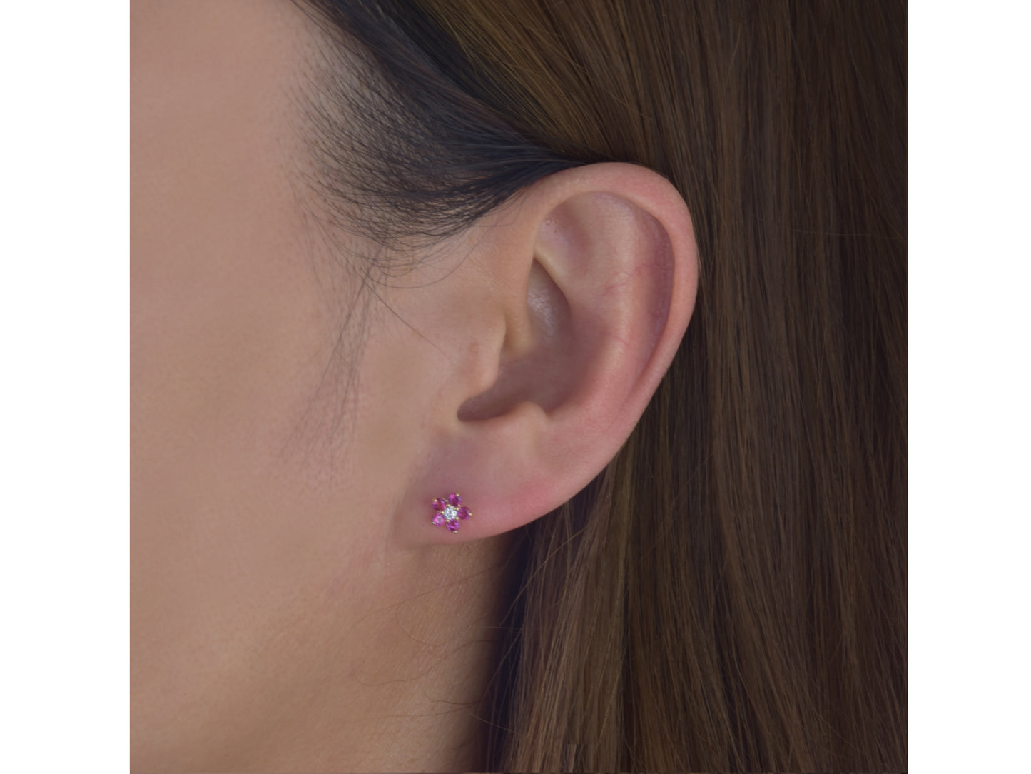 14K solid gold Floral post earring