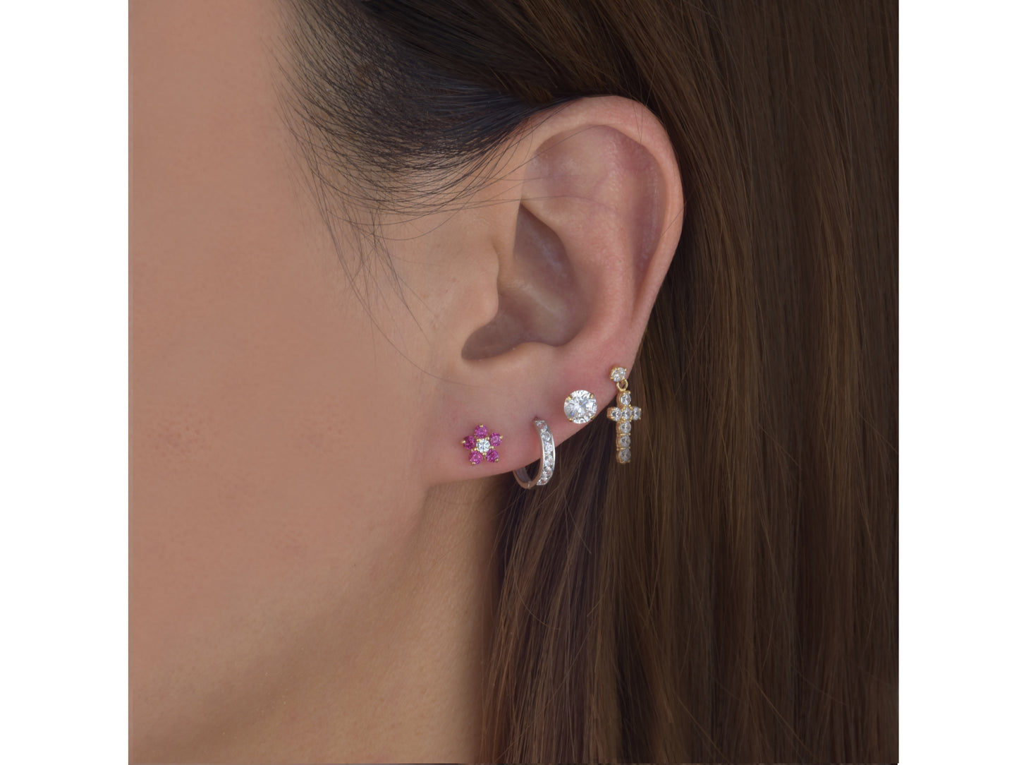 14K solid gold Floral post earring