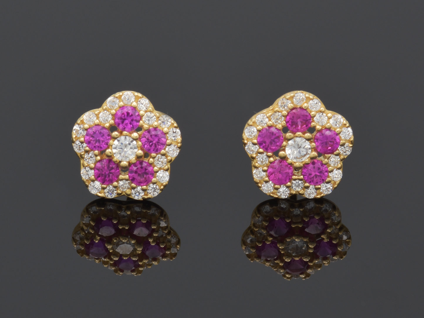 14K solid GOLD Tiny Floral Earring