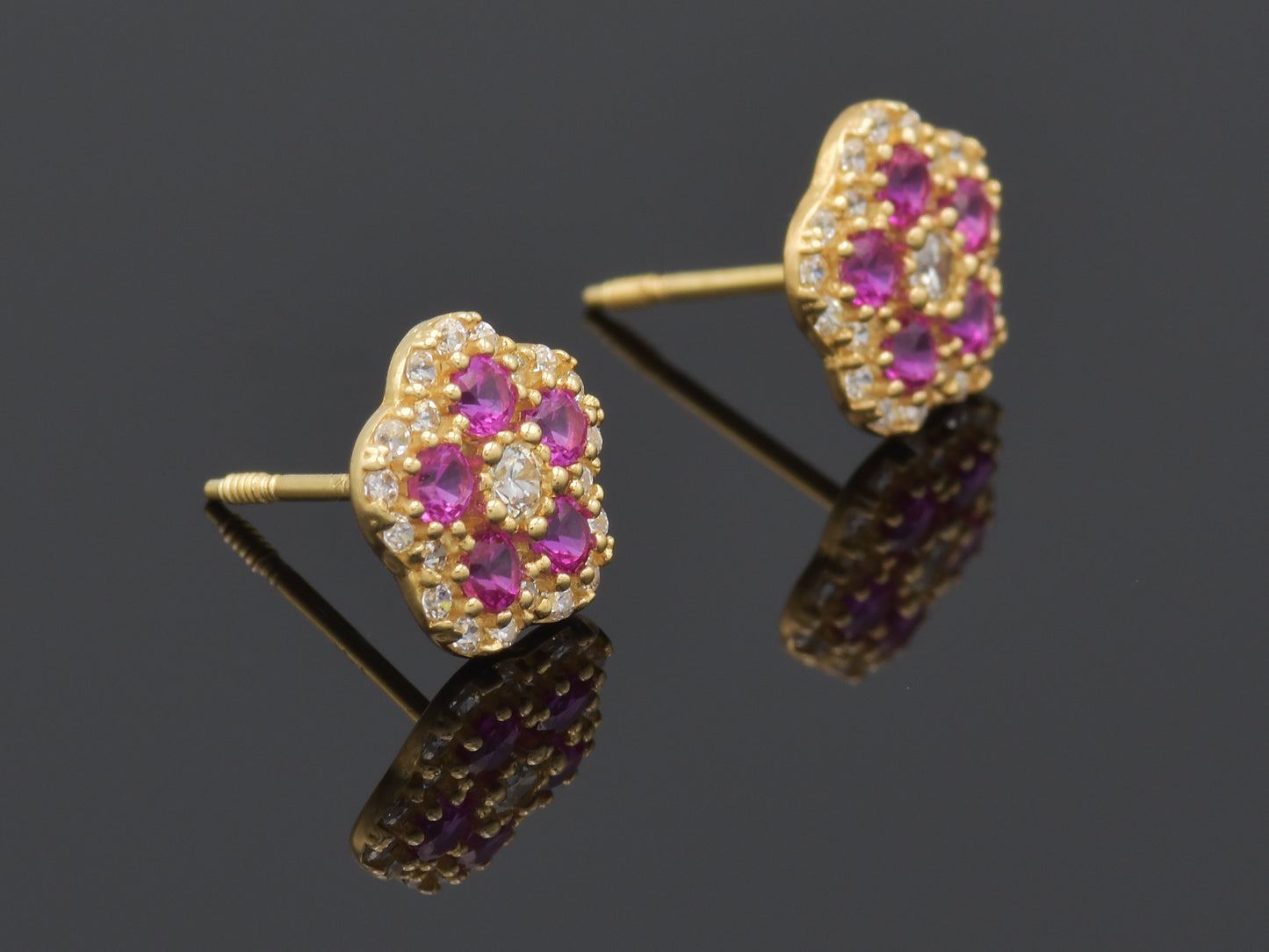 14K solid GOLD Tiny Floral Earring