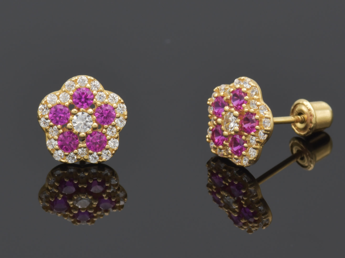 14K solid GOLD Tiny Floral Earring