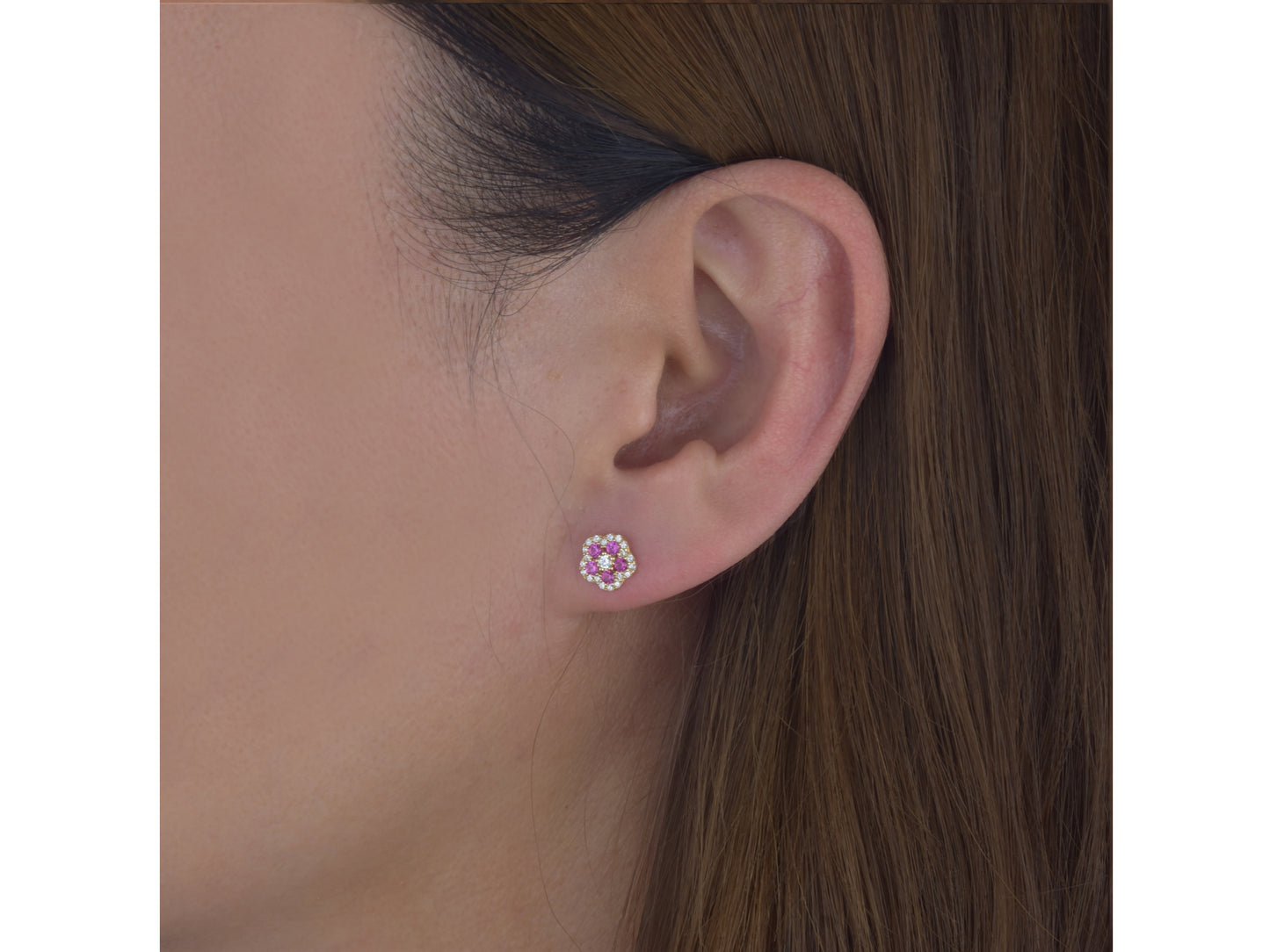 14K solid GOLD Tiny Floral Earring