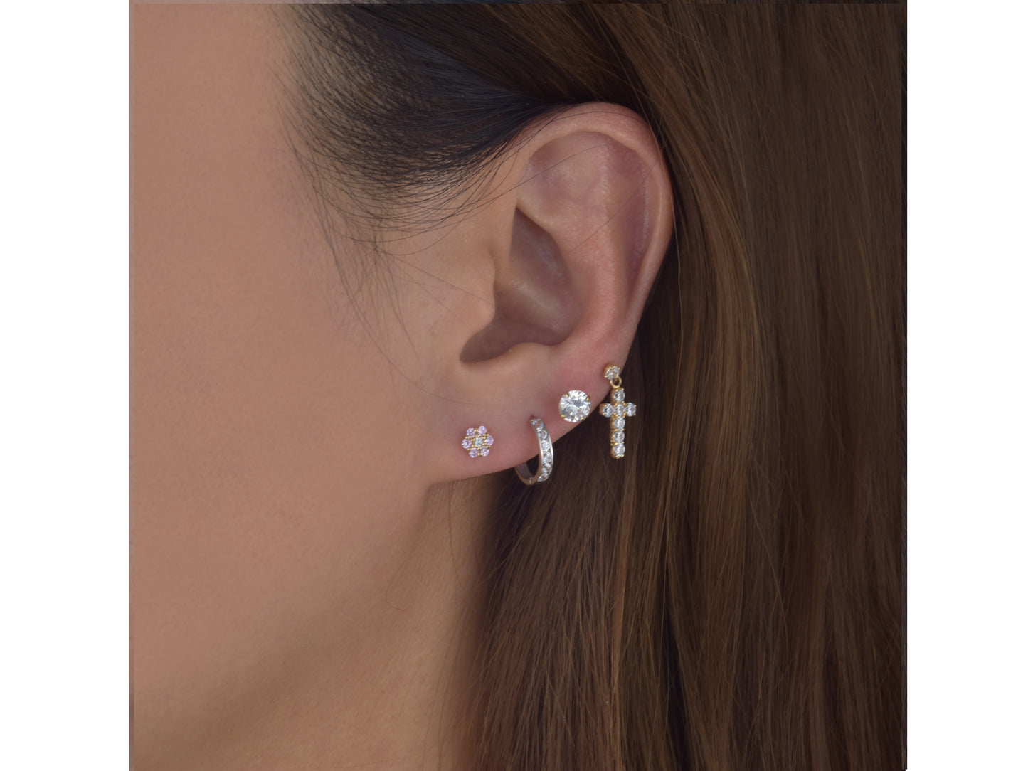 Tiny 14K Floral post earring
