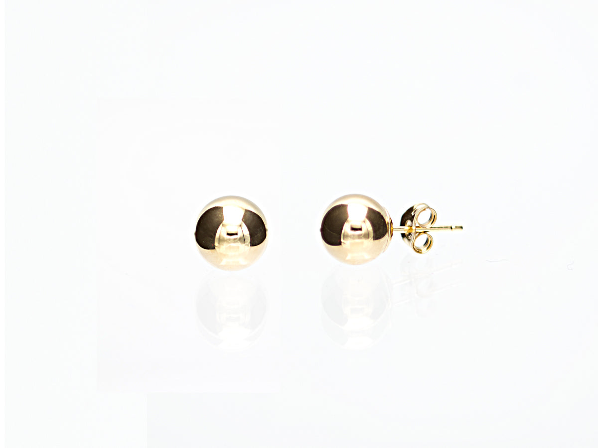 14K Gold Round Ball Earrings