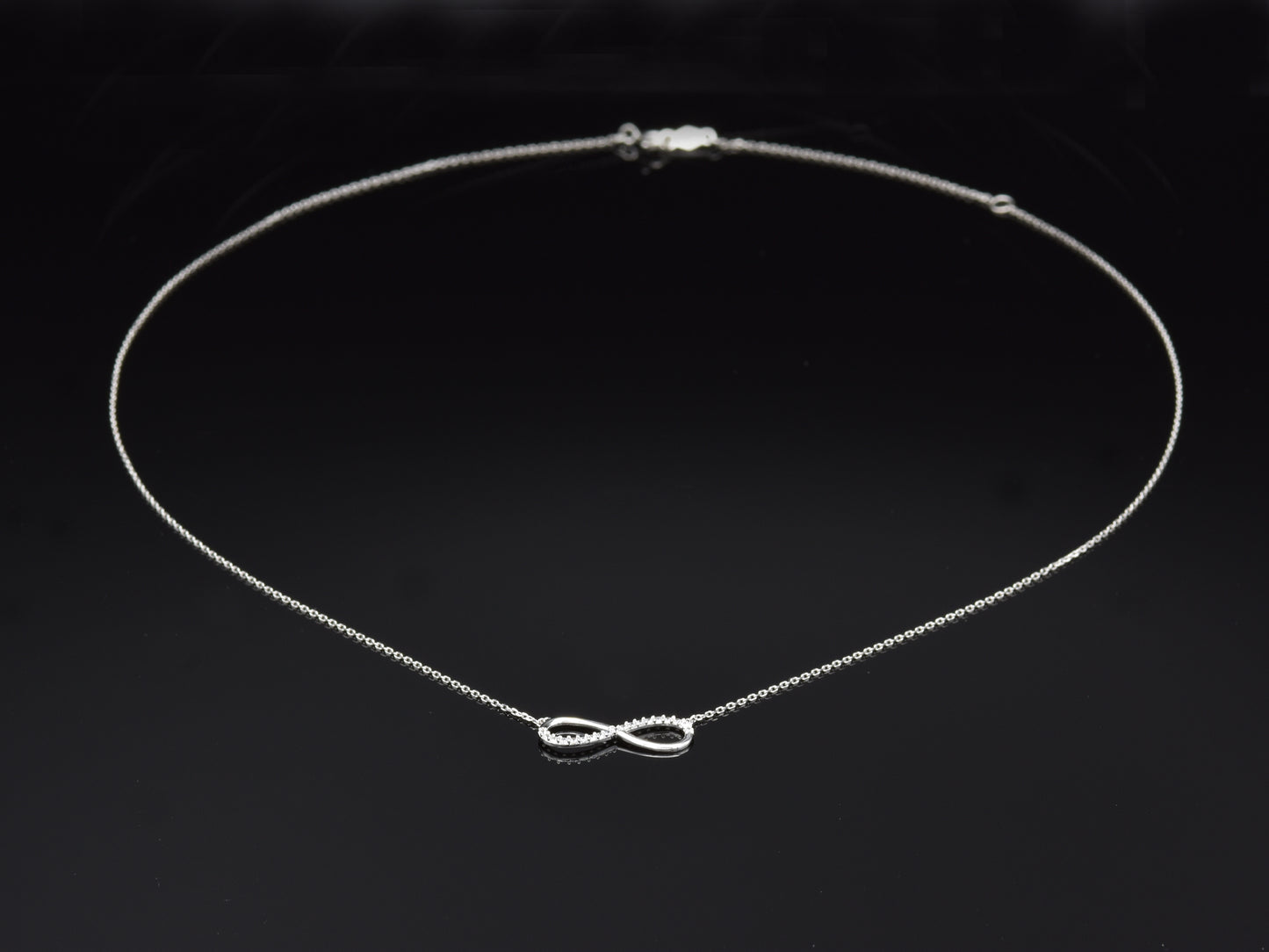 14K solid WHITE, Yellow Gold Infinity Necklace