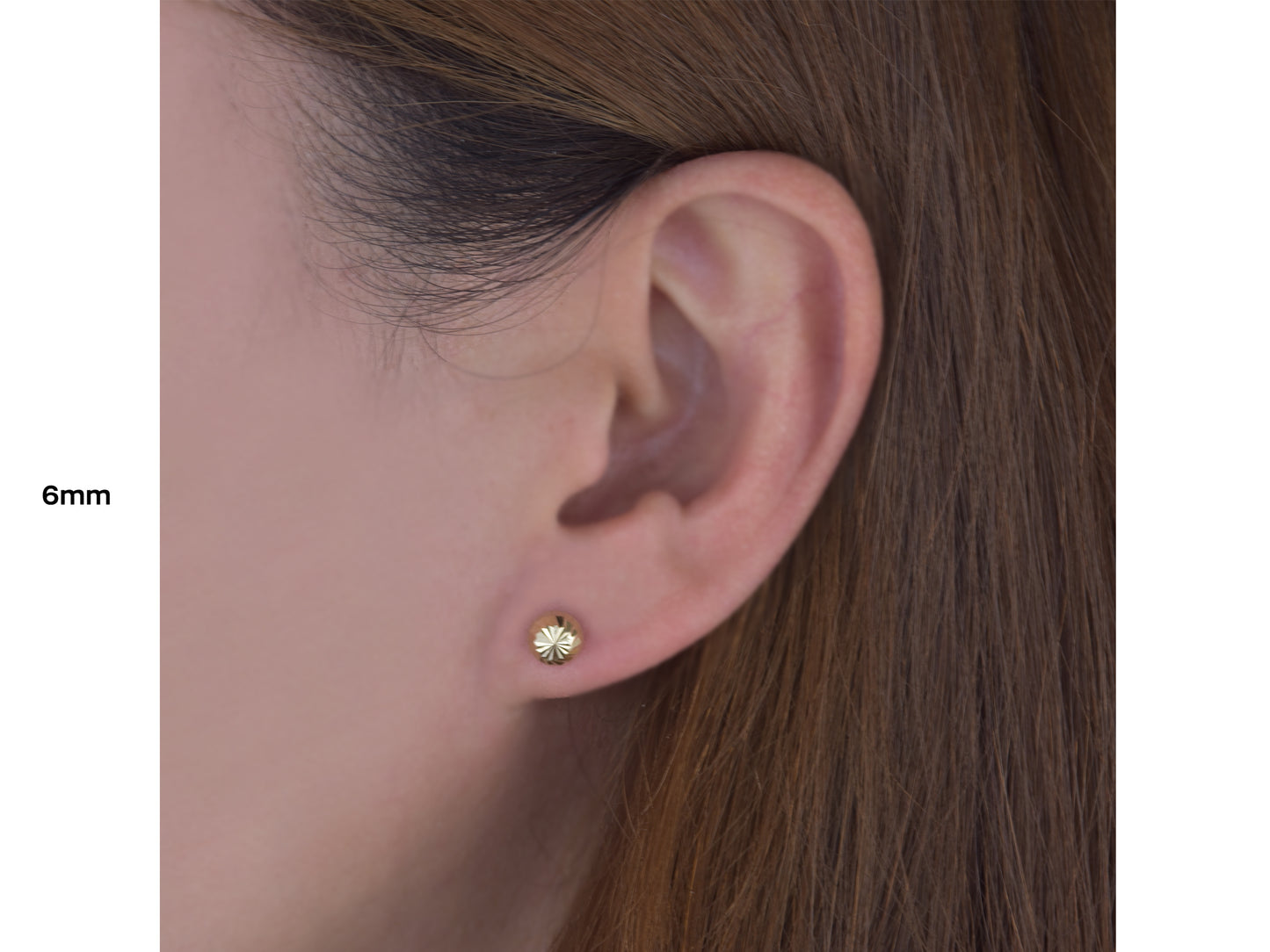 14K Solid gold stud with diamond cut
