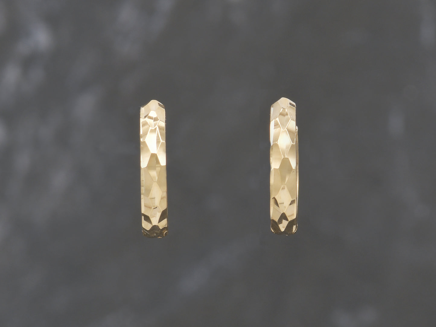 14K Solid Yellow/White Gold cutting shape mini hoop