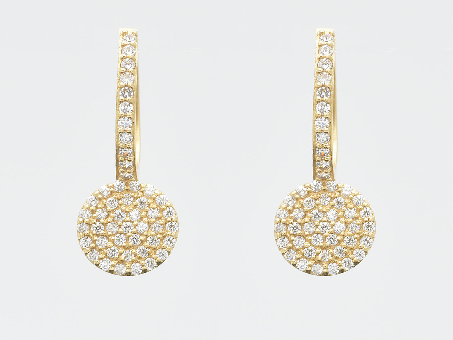 14K solid gold fastened disk earring