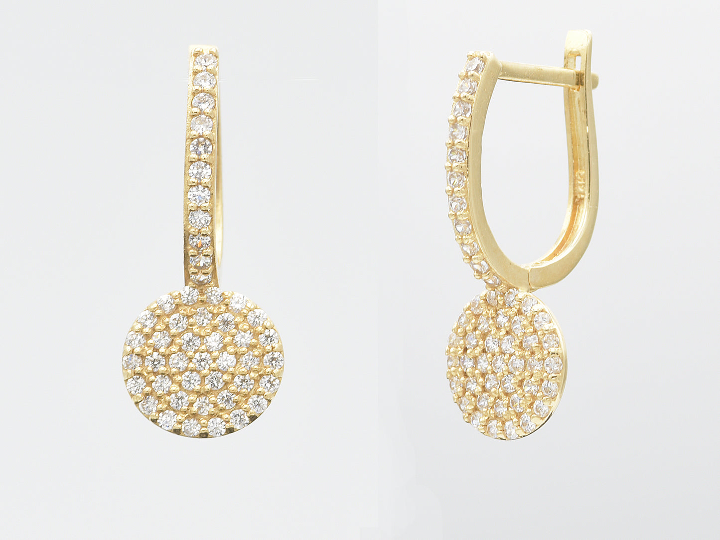 14K solid gold fastened disk earring