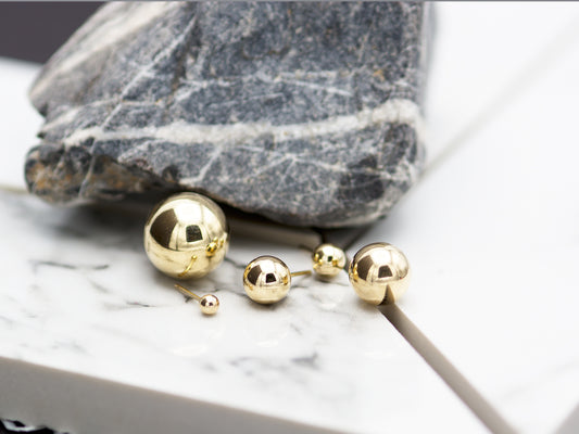 14K Gold Round Ball Earrings