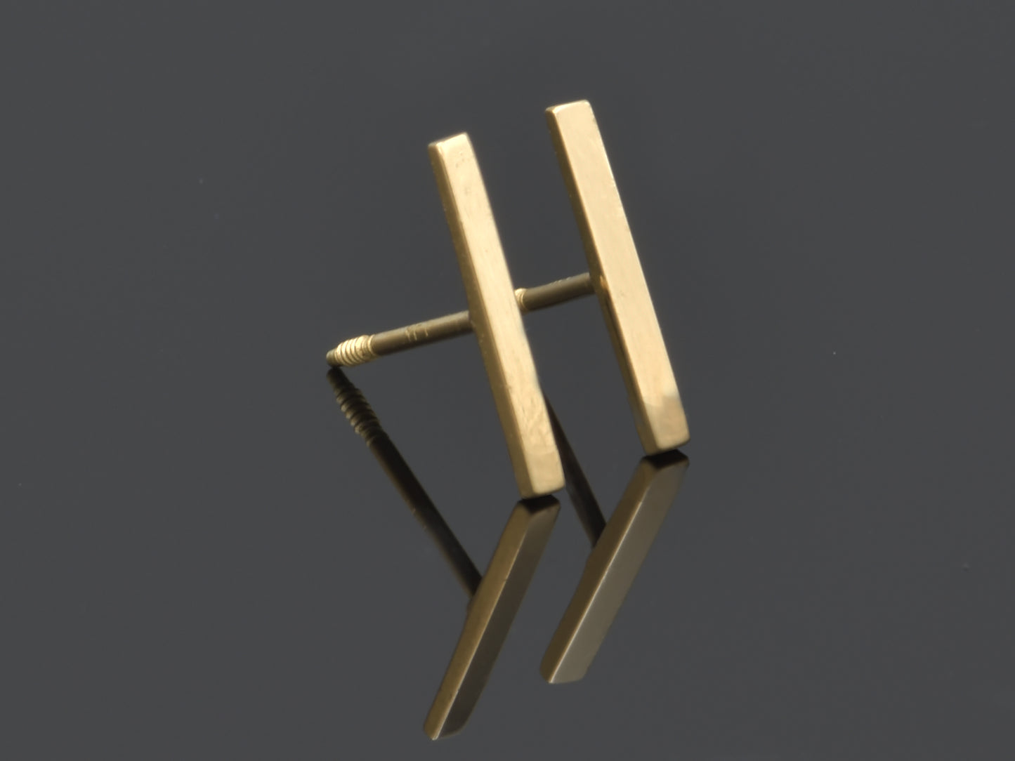 14k solid Yellow Gold Bar Earrings