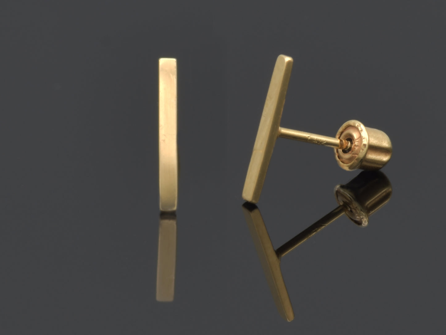 14k solid Yellow Gold Bar Earrings