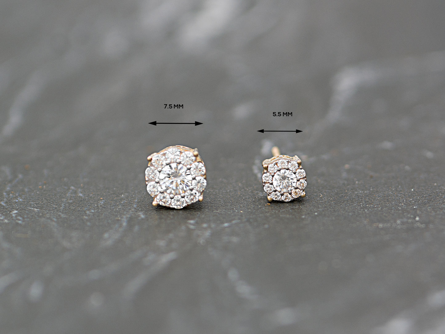 14K Yellow Solid Gold Floral Simulated Diamond
