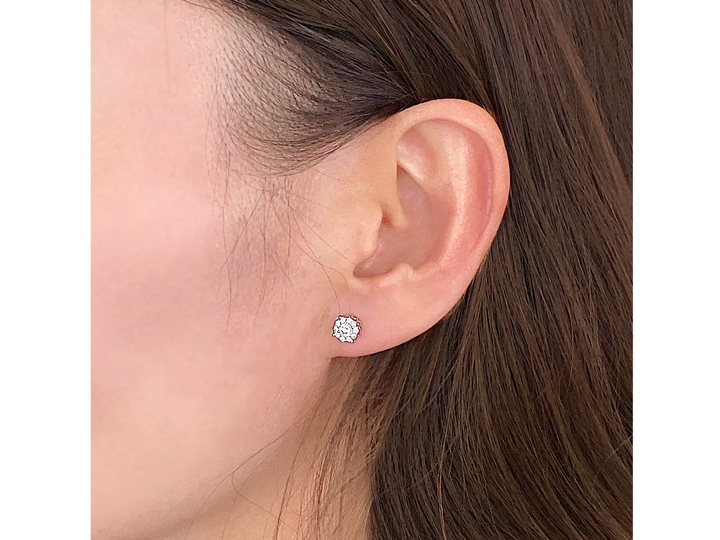14K Yellow Solid Gold Floral Simulated Diamond