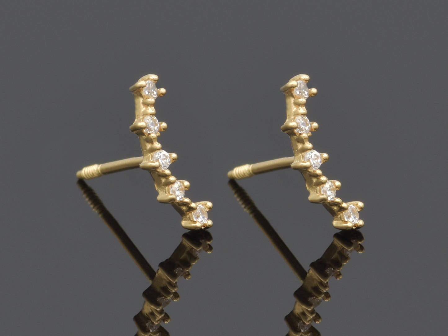 14K solid gold Micro Crawler Minimalist stud earring