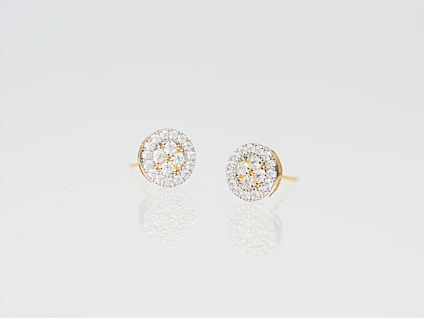14K Solid Genuine Gold Halo Studs earrings