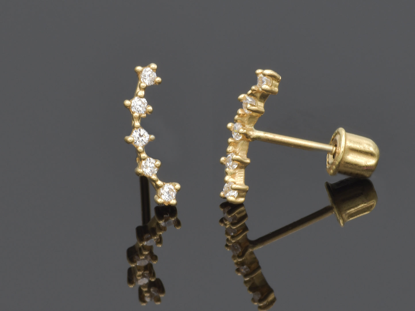 14K solid gold Micro Crawler Minimalist stud earring