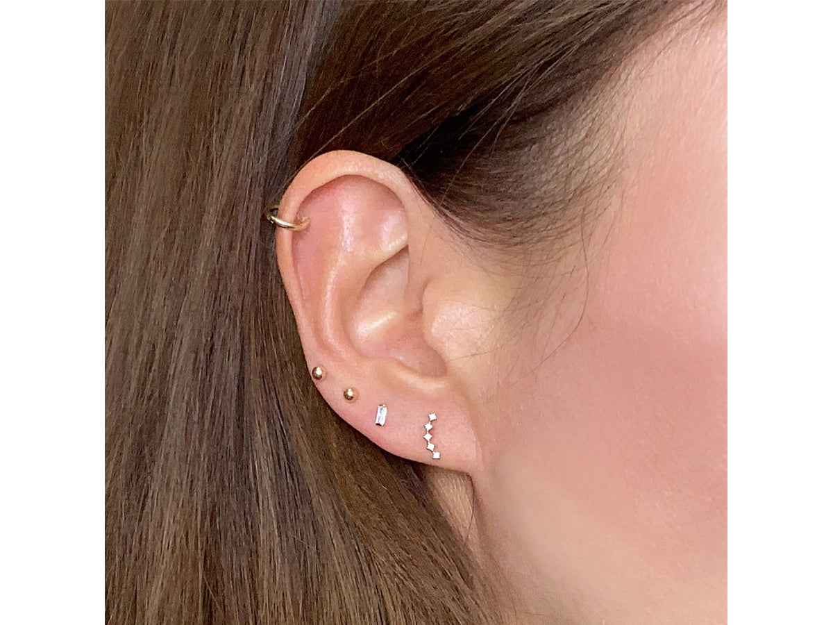 14K solid gold Micro Crawler Minimalist stud earring