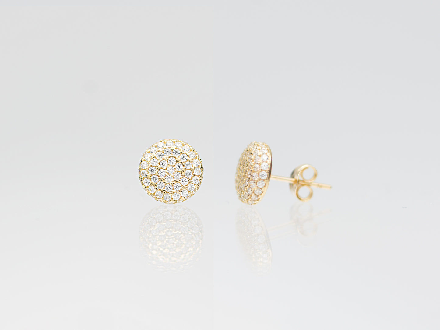 14K Solid Gold Pave Simulated Diamond Earrings