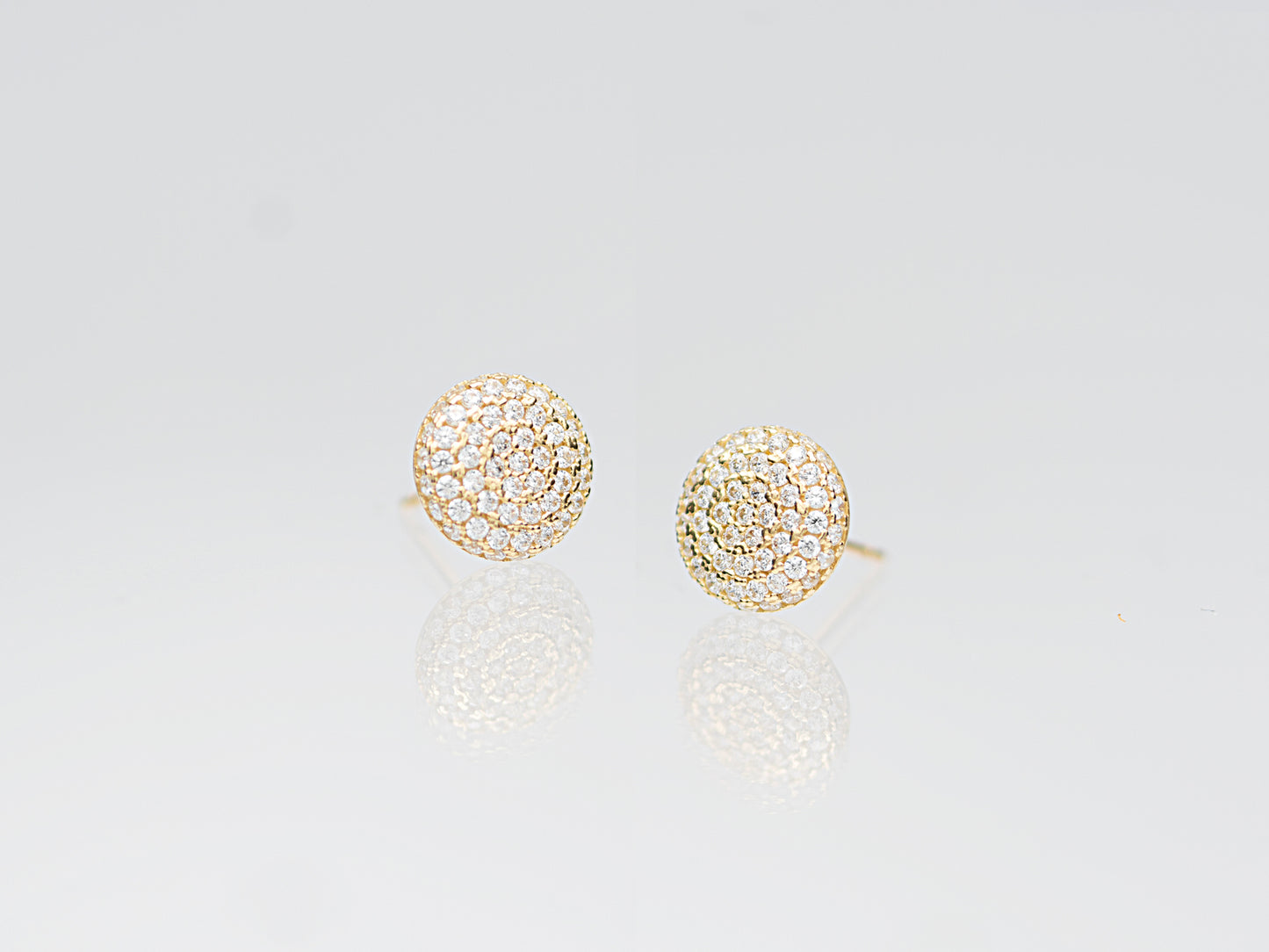 14K Solid Gold Pave Simulated Diamond Earrings