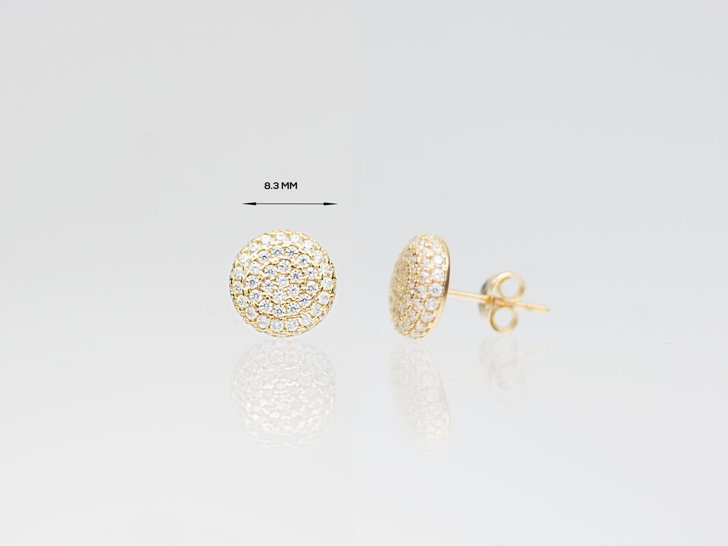 14K Solid Gold Pave Simulated Diamond Earrings