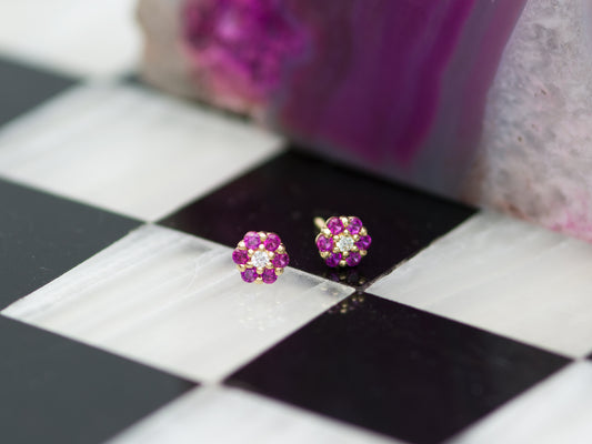 Tiny 14K Floral post earring