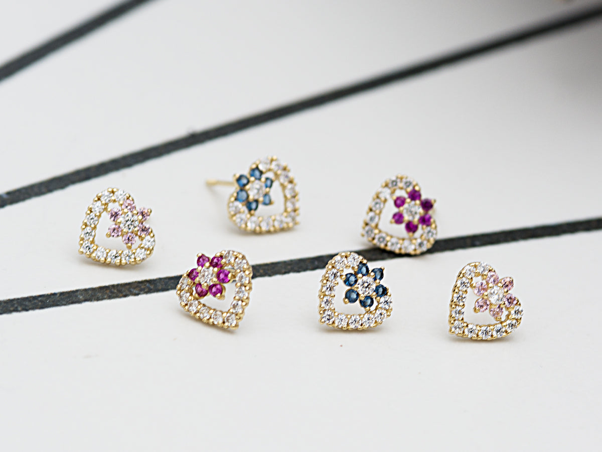 14K Real Solid Gold Simulated Diamond Cz earrings