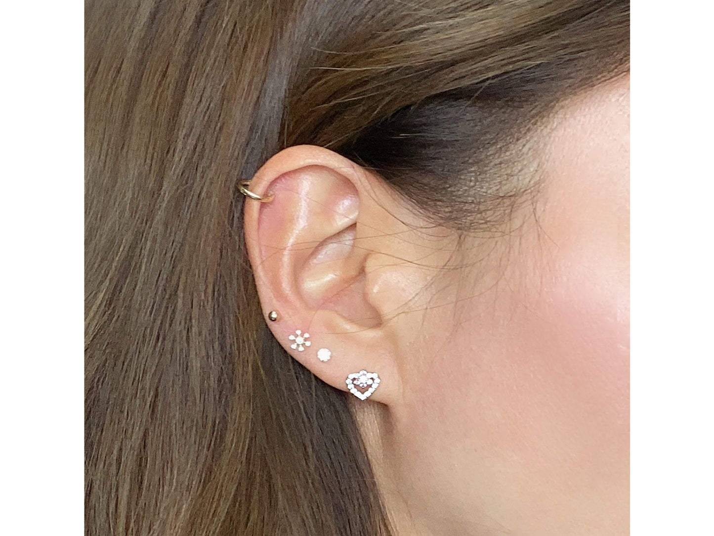 14K Real Solid Gold Simulated Diamond Cz earrings