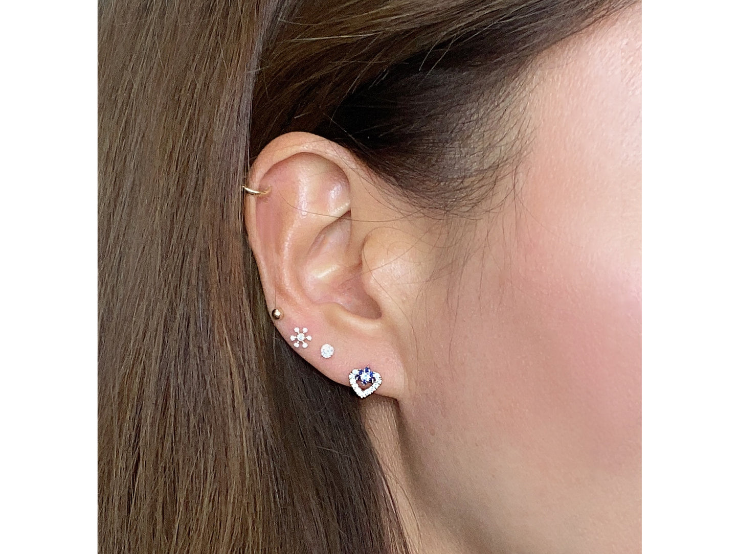 14K Real Solid Gold Simulated Diamond Cz earrings