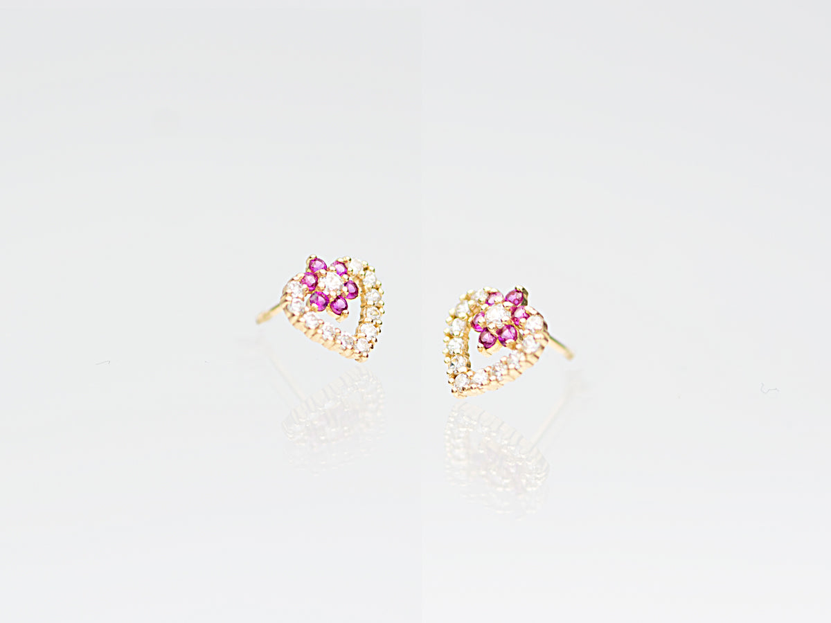 14K Real Solid Gold Simulated Diamond Cz earrings