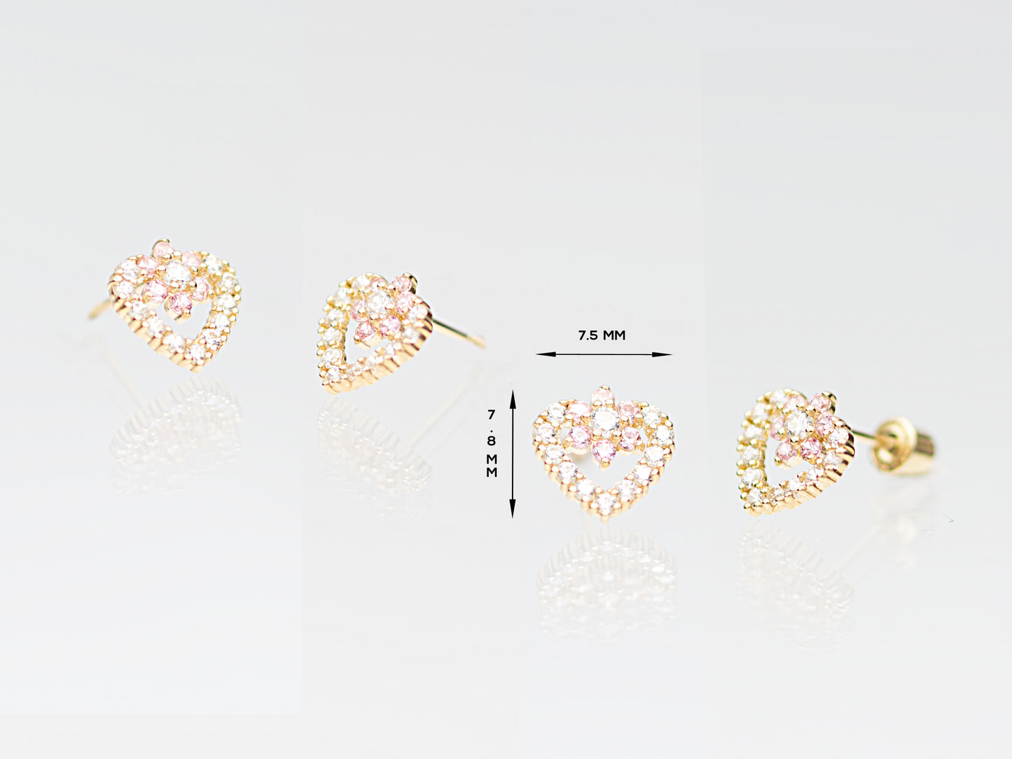 14K Real Solid Gold Simulated Diamond Cz earrings