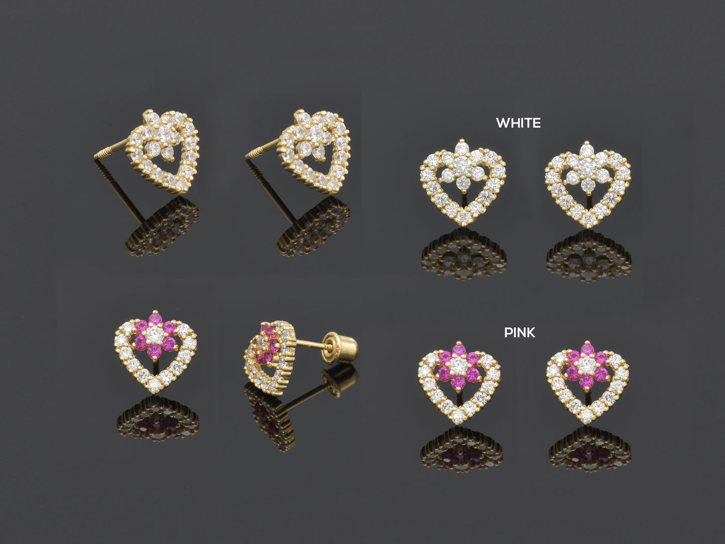 14K Real Solid Gold Simulated Diamond Cz earrings
