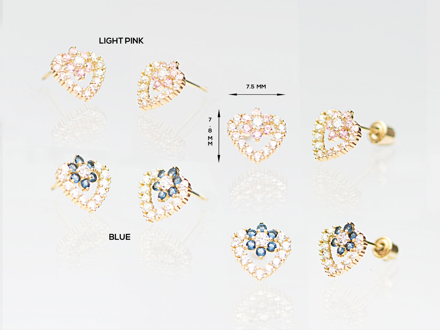 14K Real Solid Gold Simulated Diamond Cz earrings