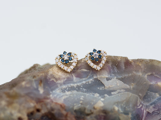 14K Real Solid Gold Simulated Diamond Cz earrings