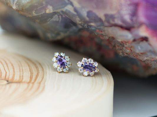 14K Solid Gold Marquis stud earring