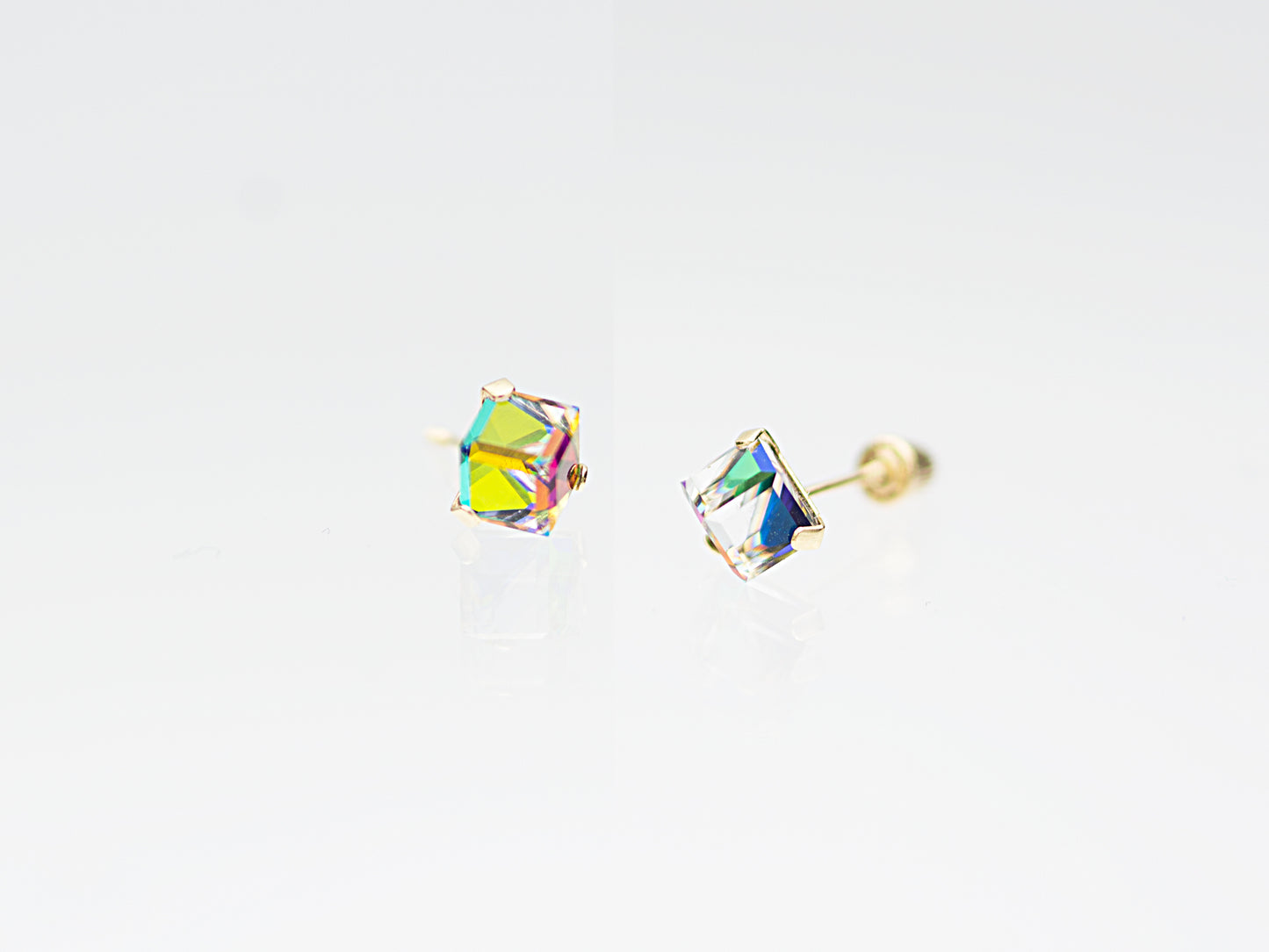 Prizm cube 14k solid gold stud earring