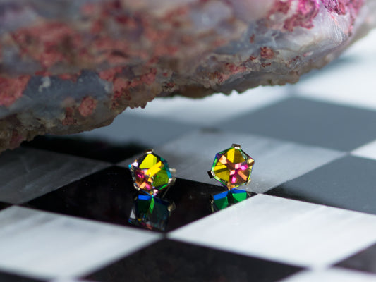 Prizm cube 14k solid gold stud earring