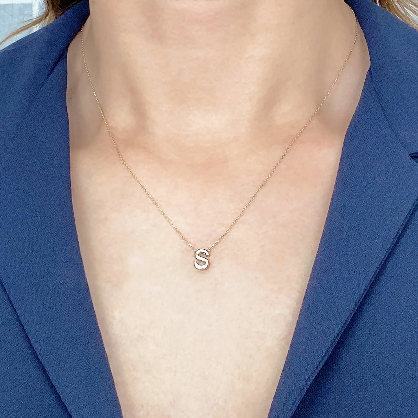 14K Solid Gold Initial Alphabet Letter Necklace