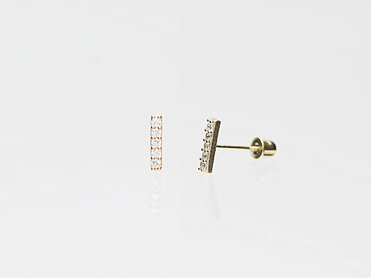 14K solid gold simulated Dainty Dia Bar Earrings