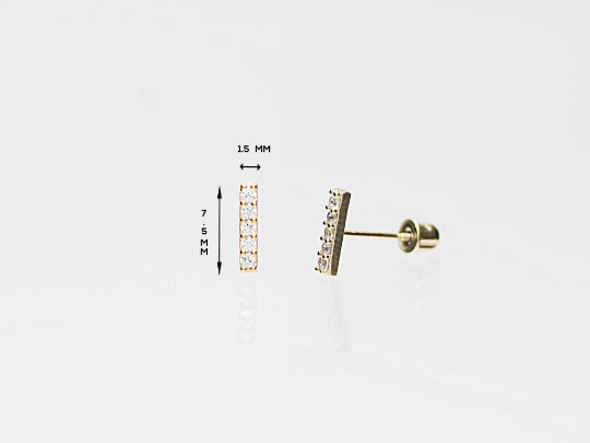 14K solid gold simulated Dainty Dia Bar Earrings