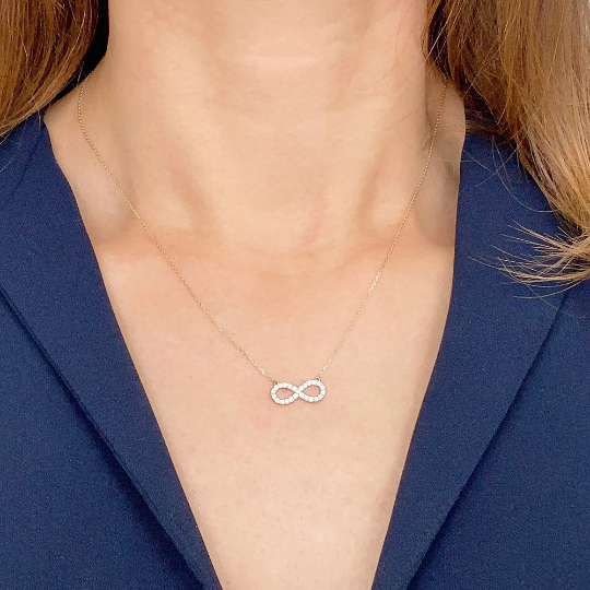 14K solid Yellow Gold Infinity Necklace