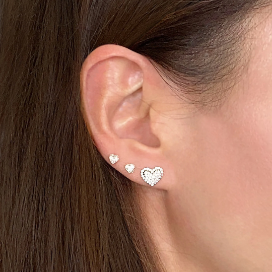 14K Solid Yellow gold Heart shape studs