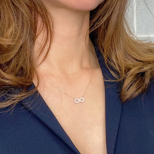 14K solid Yellow Gold Infinity Necklace